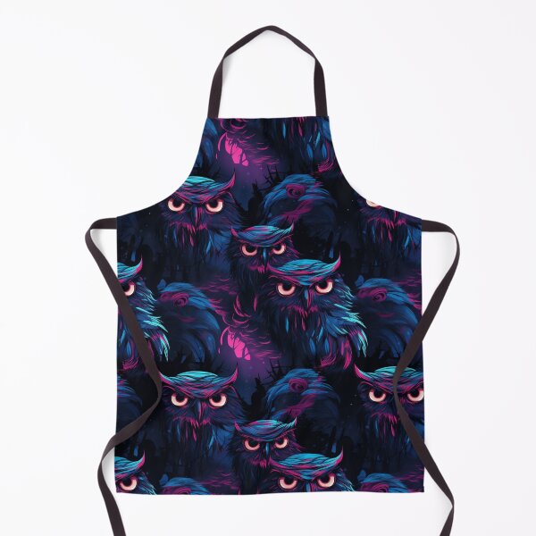 Item preview, Owls synthwave cyberpunk pattern designed and sold by GlitchGrotesque.