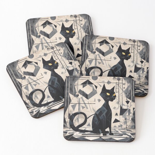 Item preview, Black geometric cat designed and sold by GeometricPic.