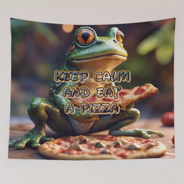 Item preview, Keep Calm And Eat A Pizza Frog designed and sold by TheArtOfPat.