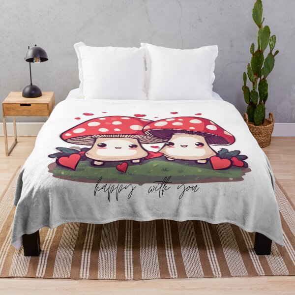 Item preview, Cute Red Mushroom Couple with Happy With You Text and Hearts for Valentine's Day 2024 for Mushroom Lovers Mushroom Valentine designed and sold by SEVENPRINTS.