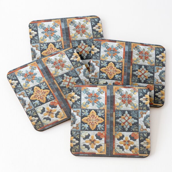 Item preview, Elegant Florals - Traditional Patchwork Quilt Art designed and sold by Sir Meow Meow.