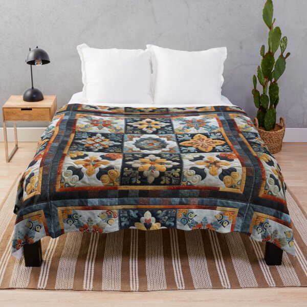 Item preview, Elegant Florals - Traditional Patchwork Quilt Art designed and sold by Sir Meow Meow.