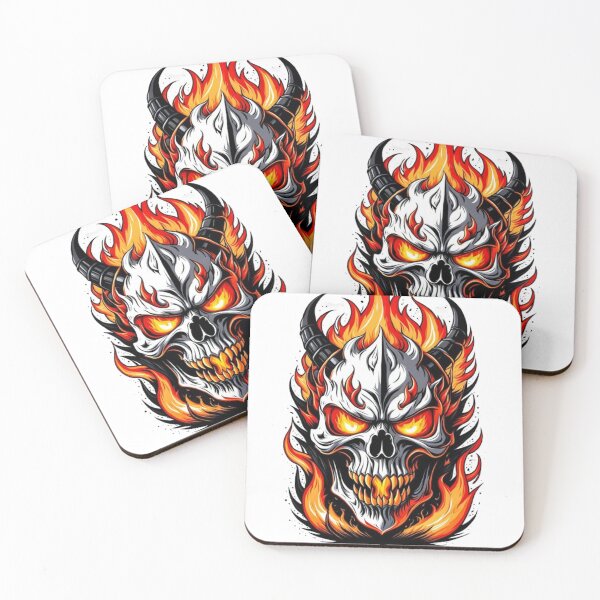 Item preview, A flaming skull, its glowing eyes piercing the darkness designed and sold by CHRIST5000.