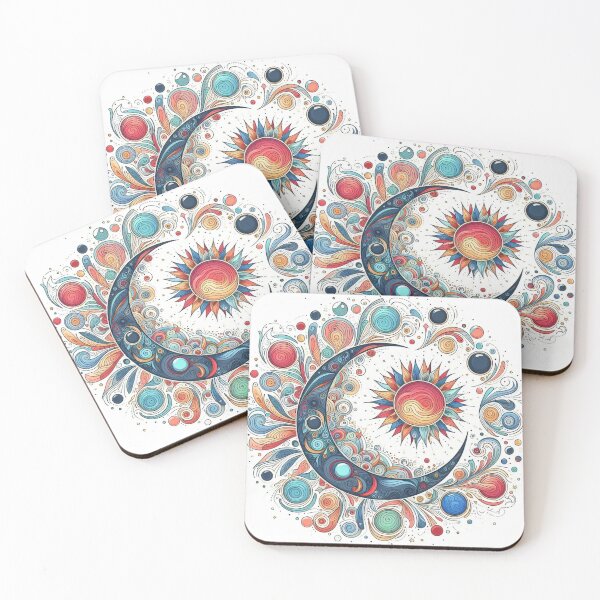 Item preview, Colorful Starburst Eclipse Drawing Illustration Astrological designed and sold by CoffeeIsATrip.