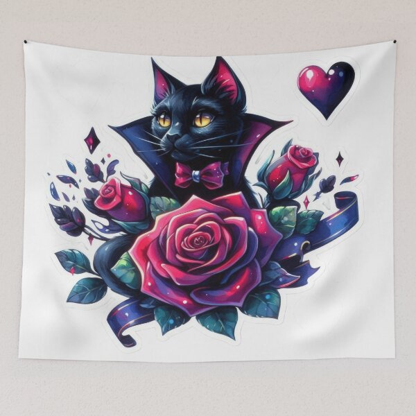 Item preview, Gothic Cat Dracula goth valentines day Sticker designed and sold by Expressions-Sel.