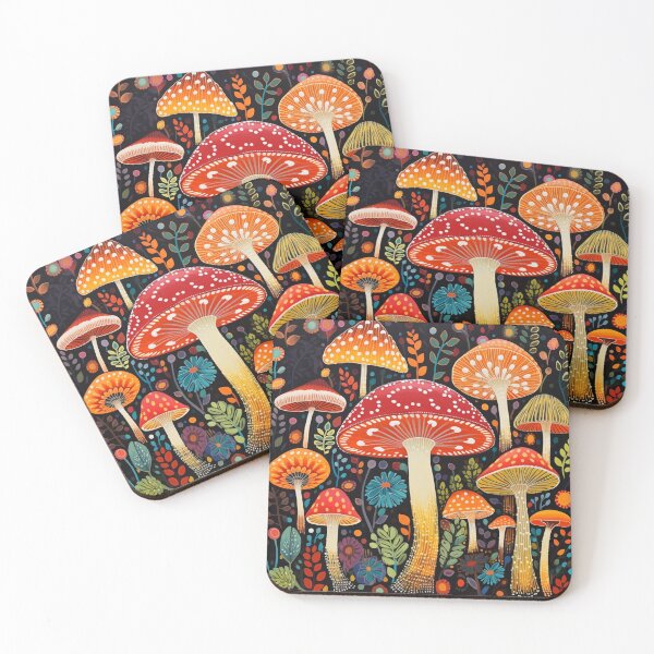Item preview, Psychedelic Mushroom Mania, Floral Mushrooms, Colorful Mushroom designed and sold by Neika Shimm Designs.
