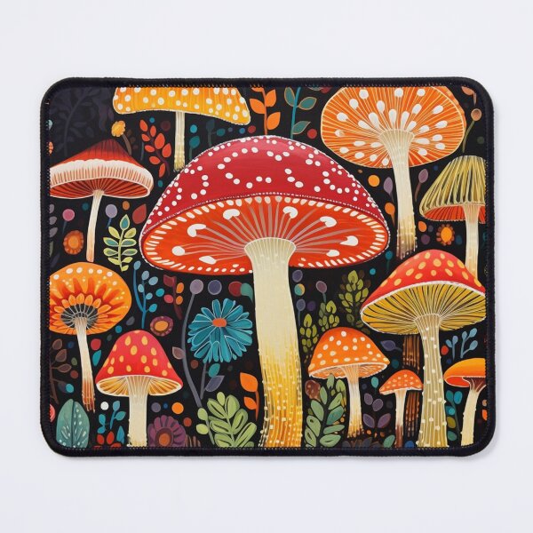 Item preview, Psychedelic Mushroom Mania, Floral Mushrooms, Colorful Mushroom designed and sold by Neika Shimm Designs.