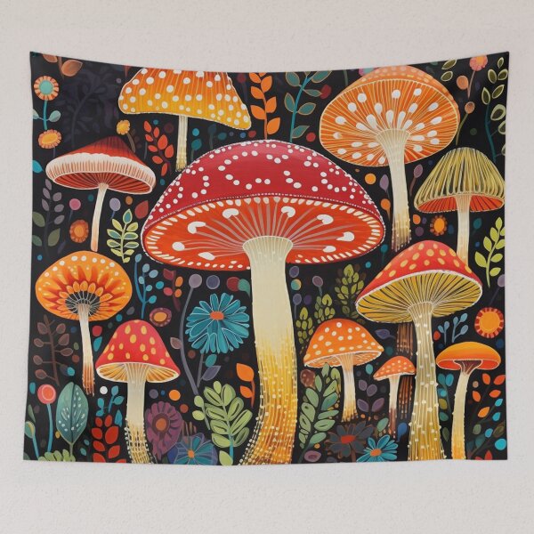 Item preview, Psychedelic Mushroom Mania, Floral Mushrooms, Colorful Mushroom designed and sold by Neika Shimm Designs.