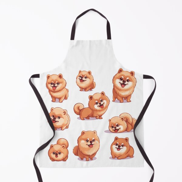 Item preview, Set of Nine adorable Pomeranian illustrations in playful poses. Fluffy golden-brown coats and happy expressions. designed and sold by PrintsByVickson.