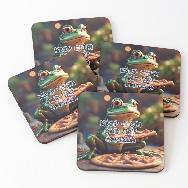 Artikelvorschau, Keep Calm And Eat A Pizza Frog entworfen und verkauft von TheArtOfPat.