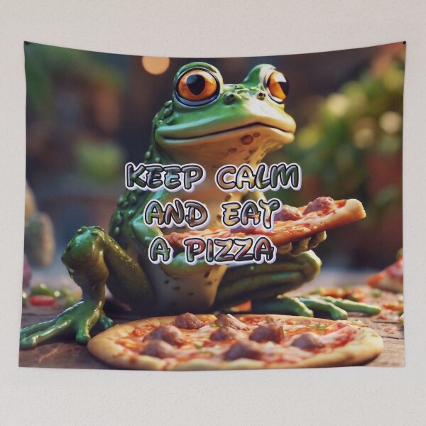 Item preview, Keep Calm And Eat A Pizza Frog designed and sold by TheArtOfPat.