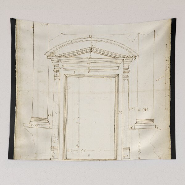 Item preview, Historical engineering drawing of a traditional door designed and sold by drawbey.