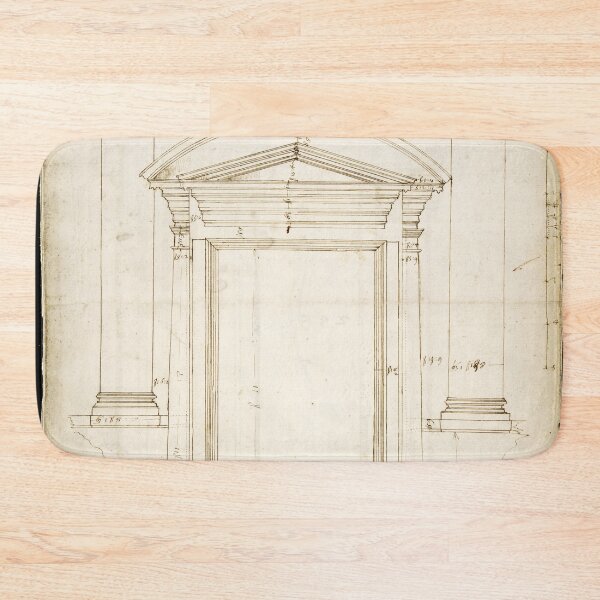 Item preview, Historical engineering drawing of a traditional door designed and sold by drawbey.