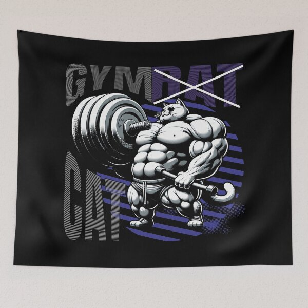 Item preview, GYM RAT GYM CAT - MUSCULAR CAT FROM THE GYM  designed and sold by justyna-s28.