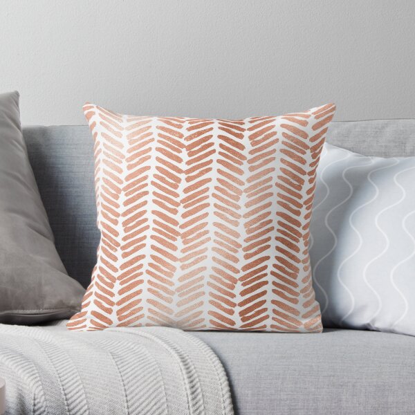 Rose gold hand painted chevrons Throw Pillow