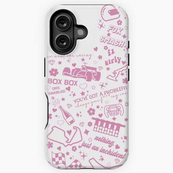 Aperçu de l'œuvre Collage inspiré de Girly Pink F1 : Racing Chic Coque Pour Téléphones créée et vendue par shopmavandco.