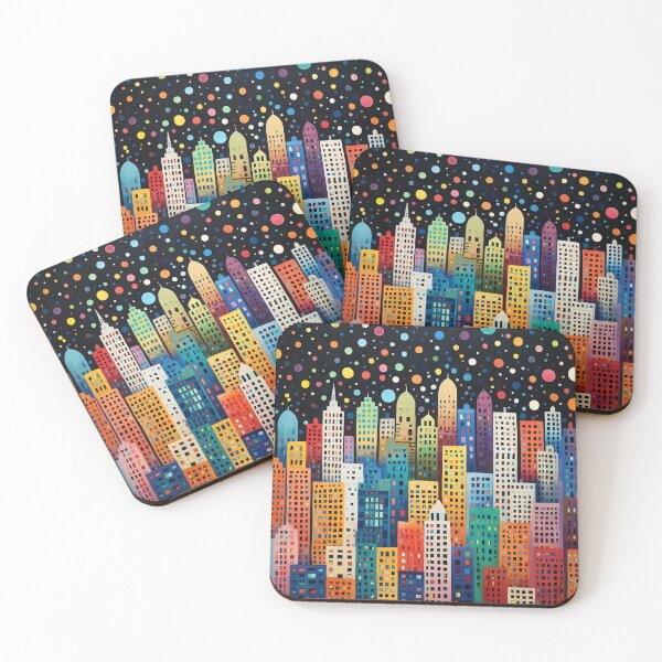 Item preview, Colorful Cityscape in Dots designed and sold by Neika Shimm Designs.