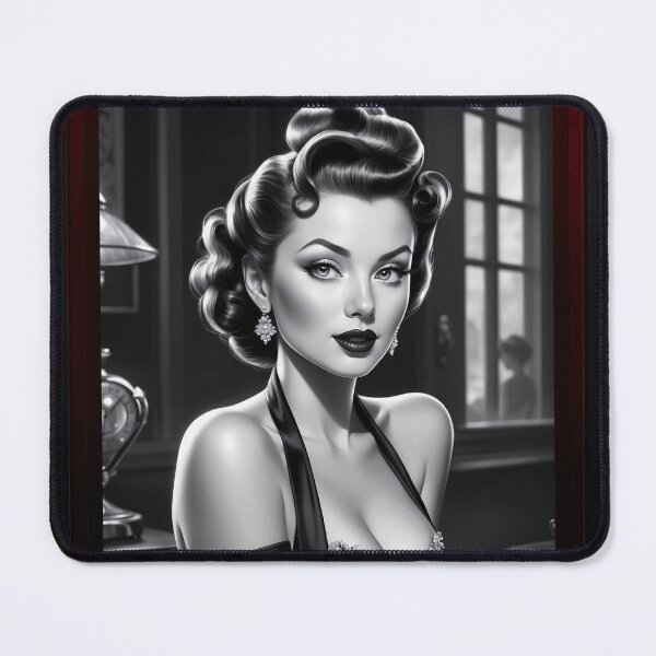 Item preview, Please Tell Me More Beautiful AI Concept Art Film Noir Portrait by Xzendor7 designed and sold by Xzendor7 Digital Art Creations.