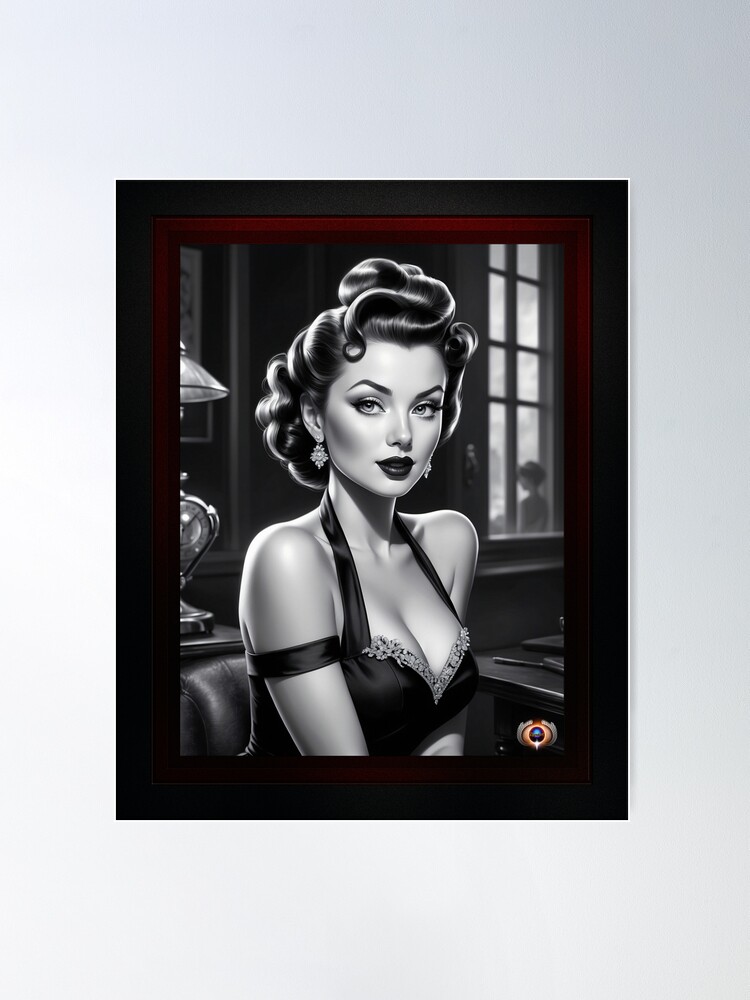 アート・デザイン・音楽 FILM NOIR PORTRAITS Retro Film Noir Sultry Pin Up Girl Glamorous Portraits AI