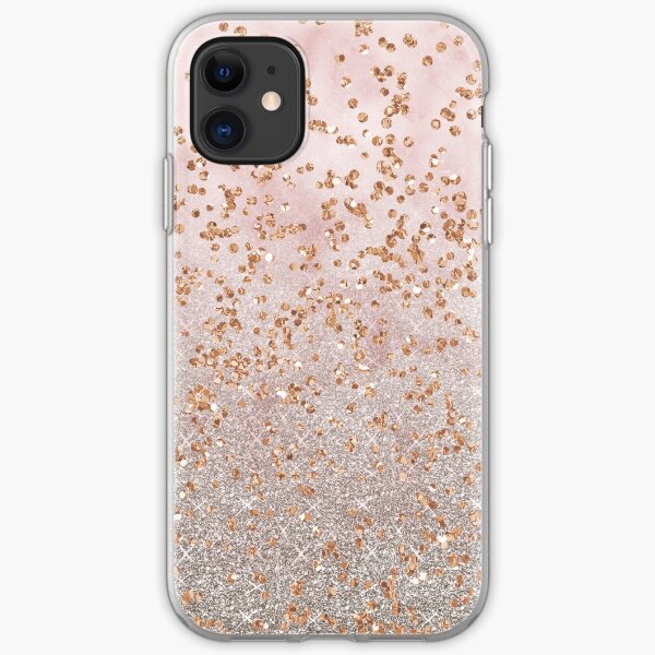 Mixed rose gold glitter gradients iPhone Soft Case