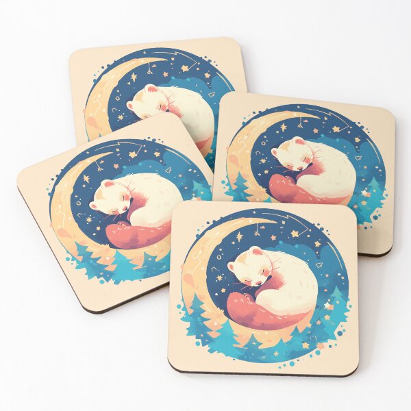 Item preview, Cute ferret sleeping in the night sky designed and sold by etherElric.