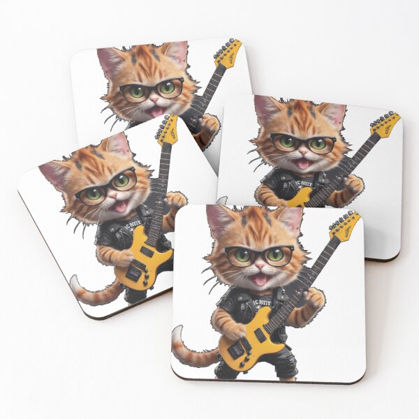 Item preview, Cat wearing sunglasses playing Guitar Guitarist  designed and sold by VISIONSTURME.
