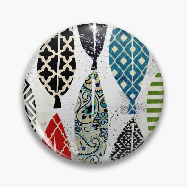 Item preview, Hand Cut Leaf Pattern in Teal, Orange, Navy, Black & White designed and sold by Sheree Burlington.