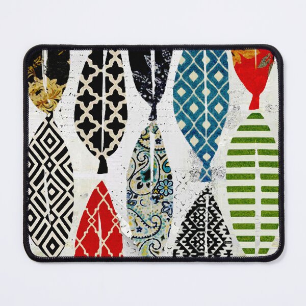 Item preview, Hand Cut Leaf Pattern in Teal, Orange, Navy, Black & White designed and sold by Sheree Burlington.