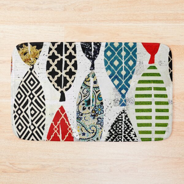 Item preview, Hand Cut Leaf Pattern in Teal, Orange, Navy, Black & White designed and sold by Sheree Burlington.
