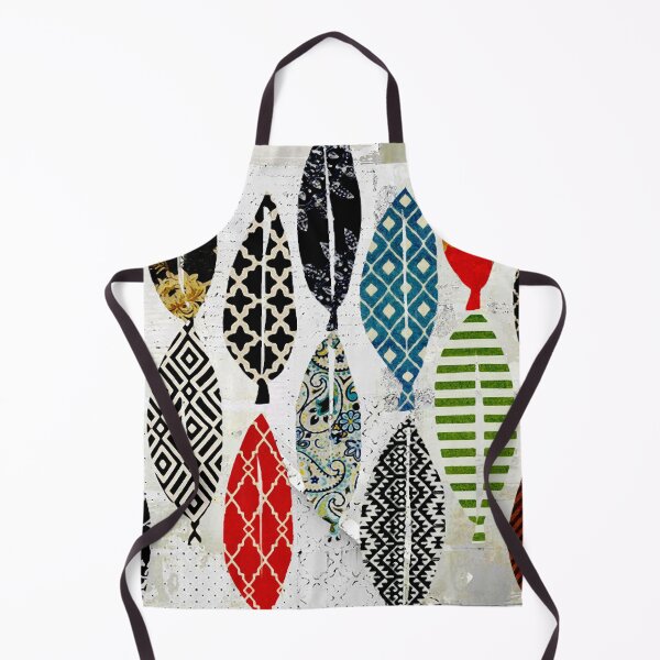 Item preview, Hand Cut Leaf Pattern in Teal, Orange, Navy, Black & White designed and sold by Sheree Burlington.