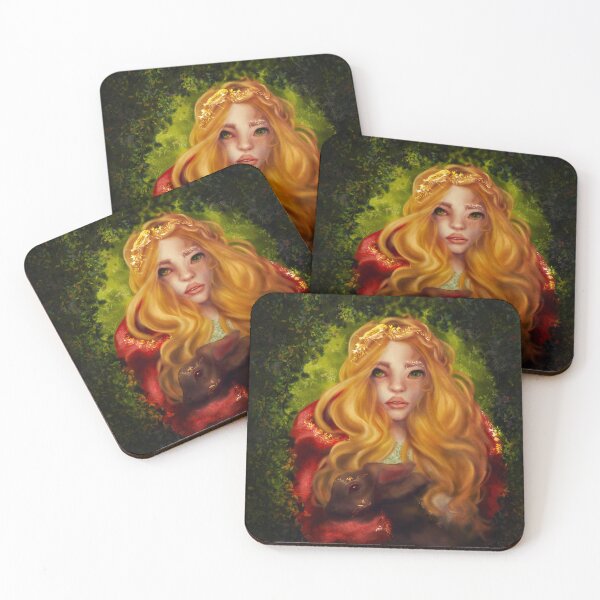 Item preview, Fairycore Wall Art: "God Save The King" features a young fairy heroically rescuing the injured Rabbit King in a lush forest setting designed and sold by Monica Laipple.