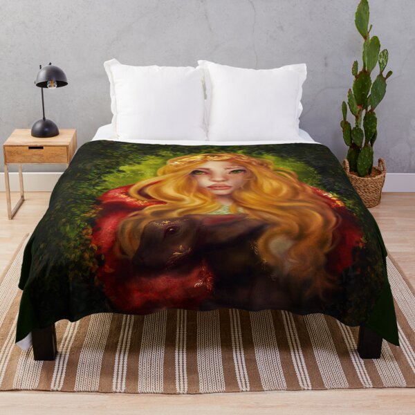 Item preview, Fairycore Wall Art: "God Save The King" features a young fairy heroically rescuing the injured Rabbit King in a lush forest setting designed and sold by Monica Laipple.