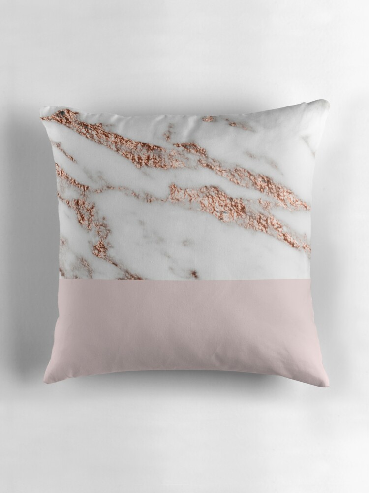 "Blushing rose gold marble II" Throw Pillows by peggieprints Redbubble