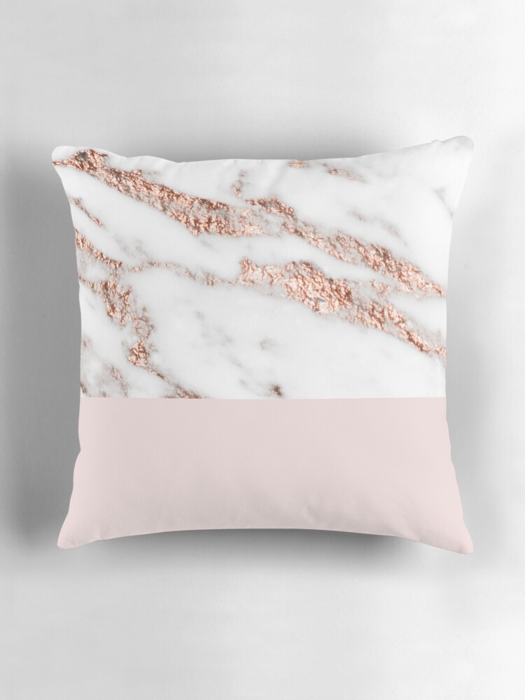 Thumbnail 3 of 4, Pillow, Blushing rose gold marble II designed and sold by peggieprints.