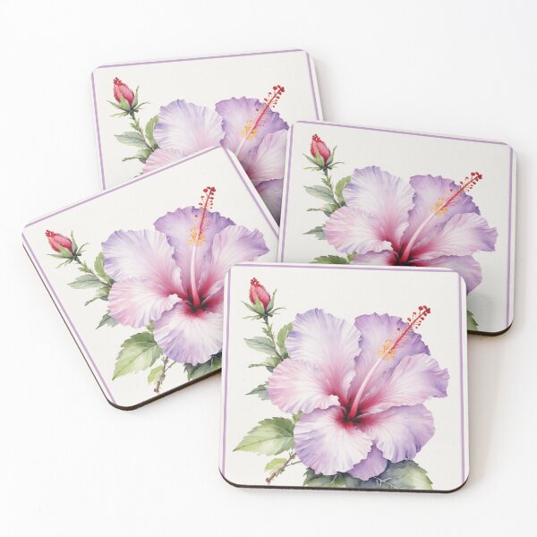 Item preview, floral poster - watercolor painting of purple hibiscus flower designed and sold by Museum Of Non-Existing Art.