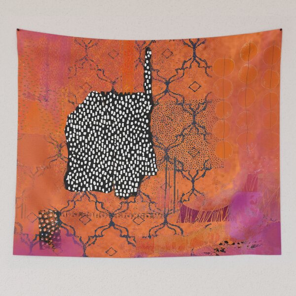 Item preview, Rust Lattice 2 Abstract Art in Orange, Fuchsia, Black & White designed and sold by Sheree Burlington.