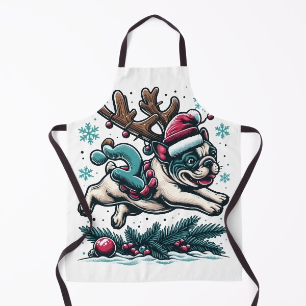 Item preview, Christmas Festive Frenchie Soars Delivering Sausage designed and sold by bjrocket89.