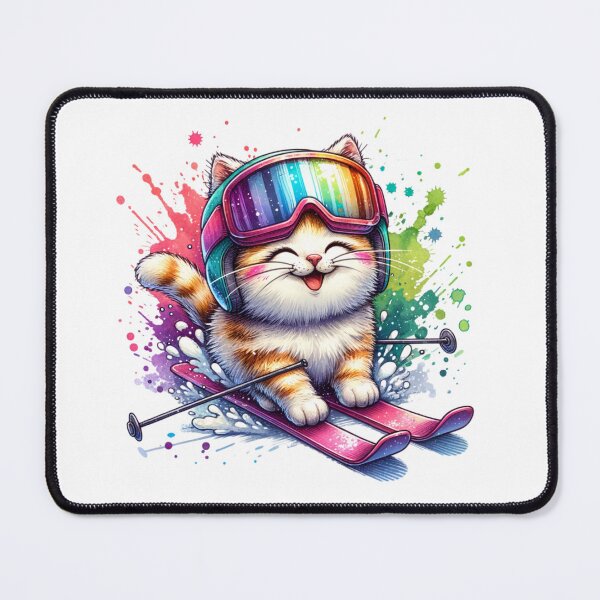 Item preview, Cat Skiing Funny Cat Lover Gift Watercolors designed and sold by HosvPrint .s.