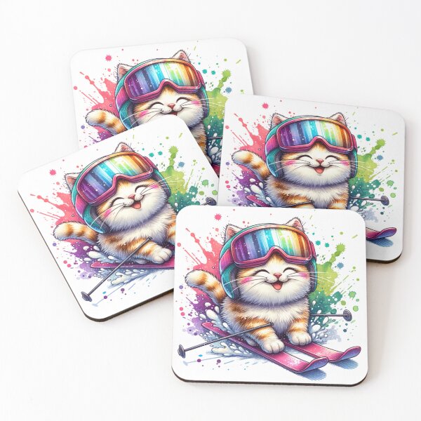 Item preview, Cat Skiing Funny Cat Lover Gift Watercolors designed and sold by HosvPrint .s.