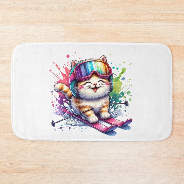 Item preview, Cat Skiing Funny Cat Lover Gift Watercolors designed and sold by HosvPrint .s.