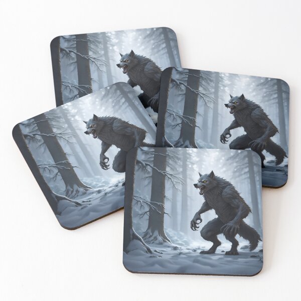 Item preview, Vintage Snowy Woodland Werewolf Sketch designed and sold by HecatesDelights.