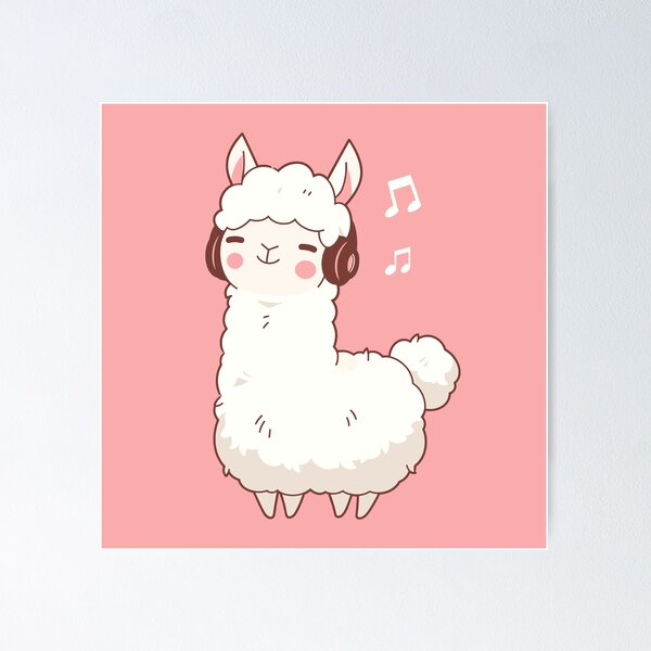Item preview, Kawaii Llama With Headphones designed and sold by SweetClicks123.