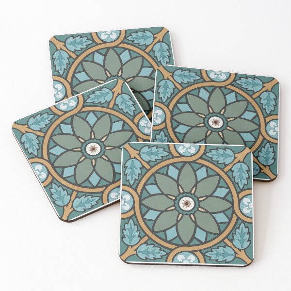 Item preview, Teal Floral Tile Reproduction designed and sold by MadeByGeeClowes.