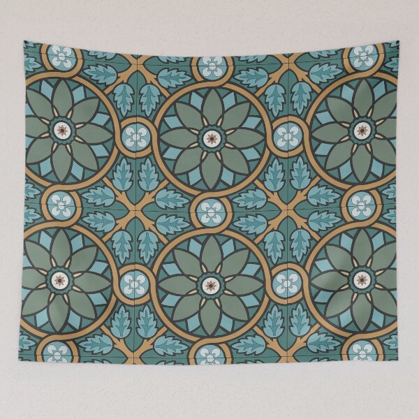 Item preview, Teal Floral Tile Reproduction designed and sold by MadeByGeeClowes.