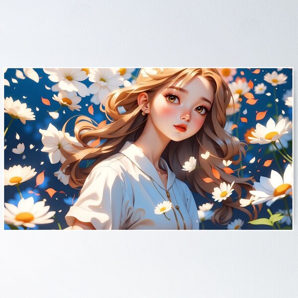 Item preview, Blossoming Beauty Amidst a Sea of Daisies” designed and sold by ArtComixHaven.
