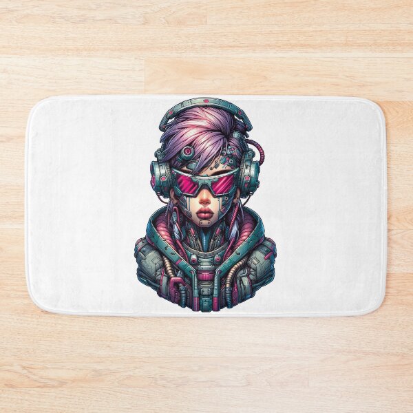 Item preview, Future Tech Cyberpunk Illustration Cyborg Girl Wearing Headphones designed and sold by psychcyberpunk.