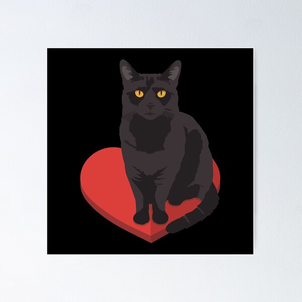 Item preview, Gato negro en el corazón - Amor Día de San Valentín Amante Pareja Lindo Divertido designed and sold by TheRealmWithin.