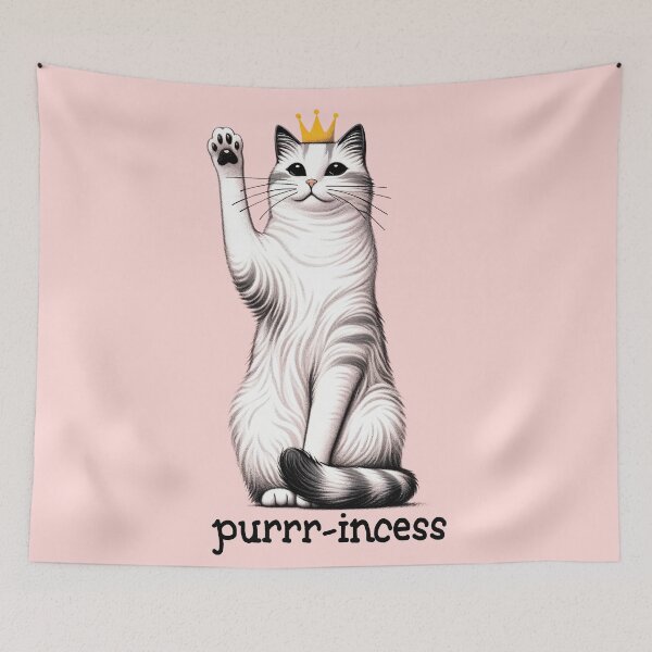 Aperçu de l'œuvre Purrr-incess - Chat royal avec illustration de la couronne créée et vendue par RuyaFab.