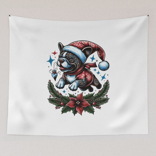 Item preview, Frenchie/French Bulldog's Festive Leap designed and sold by bjrocket89.