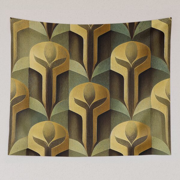 Item preview, Luxurious Golden, Sage And Earthtones Art Deco Pattern designed and sold by DEC02.